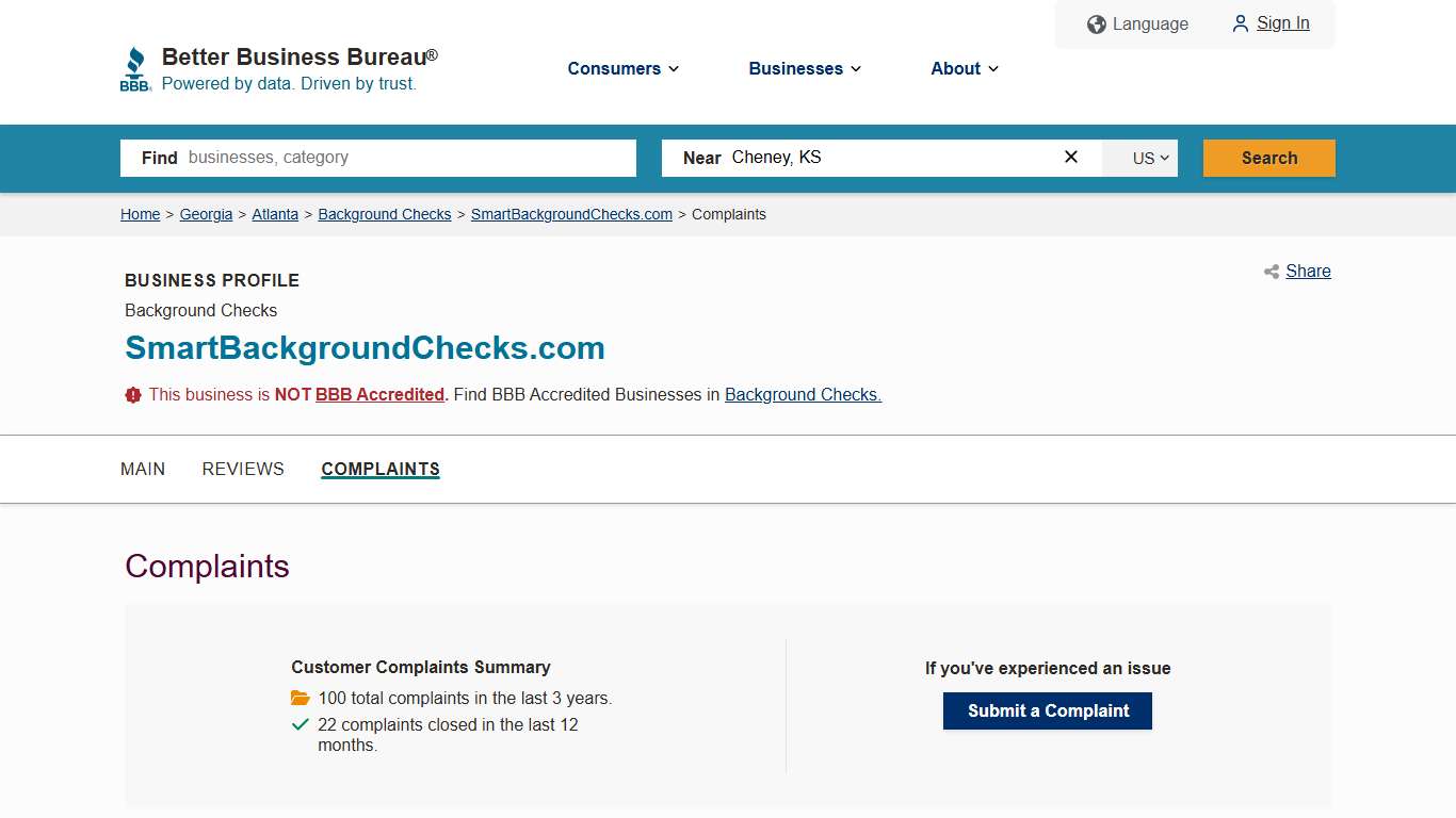 SmartBackgroundChecks.com | BBB Complaints | Better Business Bureau